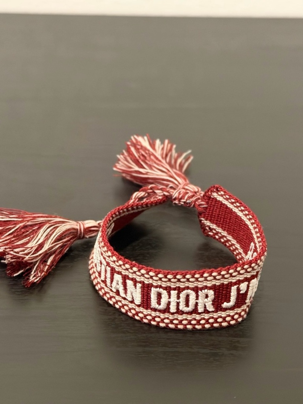 Christian Dior J’adior Red and white cotton Woven Logo Bracelet - Picture 3 of 5